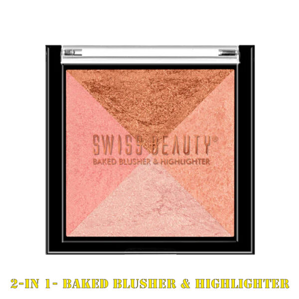 Swiss Beauty Mini Baked Shimmer Blusher And Highlighter Palette For Face Makeup